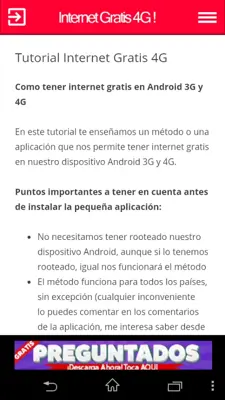 Internet Gratis 4G android App screenshot 0